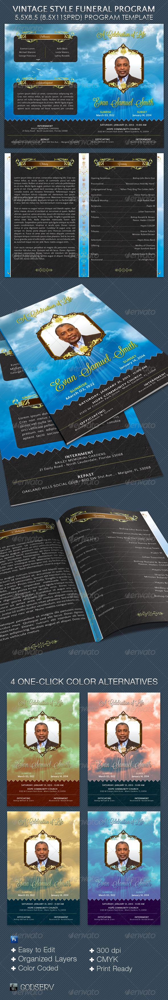Vintage Style Funeral Program Template Vintage Style Funeral Program Template