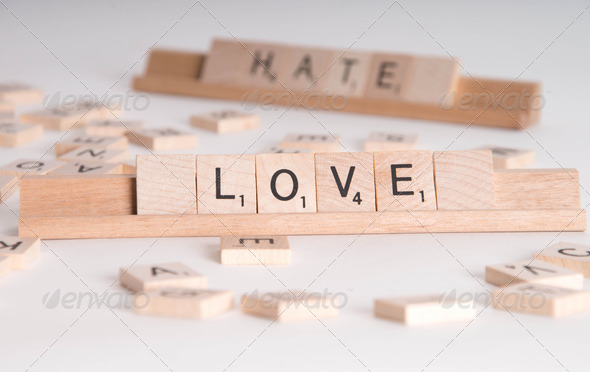Concept: Love Hate Scrable Letters