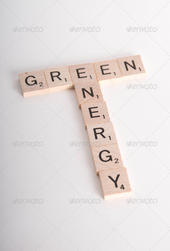 Green Energy Scrablle Letter Concept