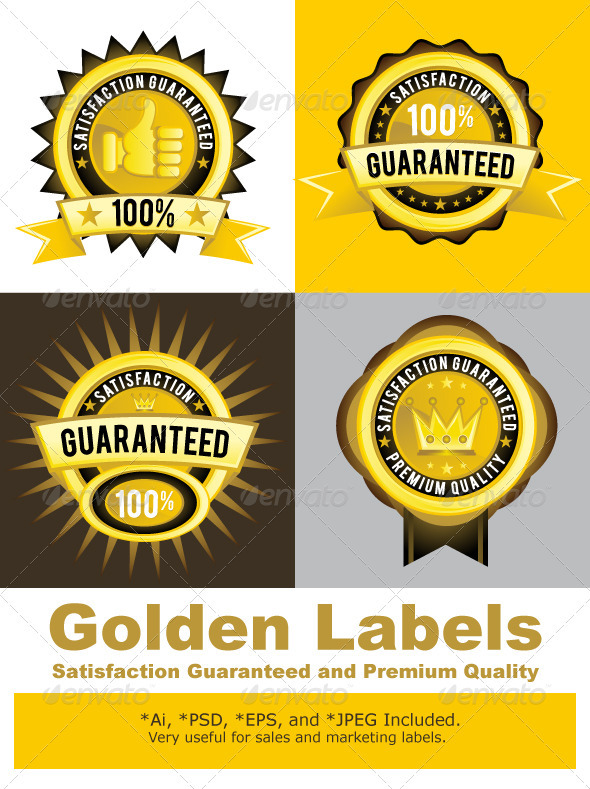Satisfaction Guaranteed and Premium Quality Gold - Decorative Vectors