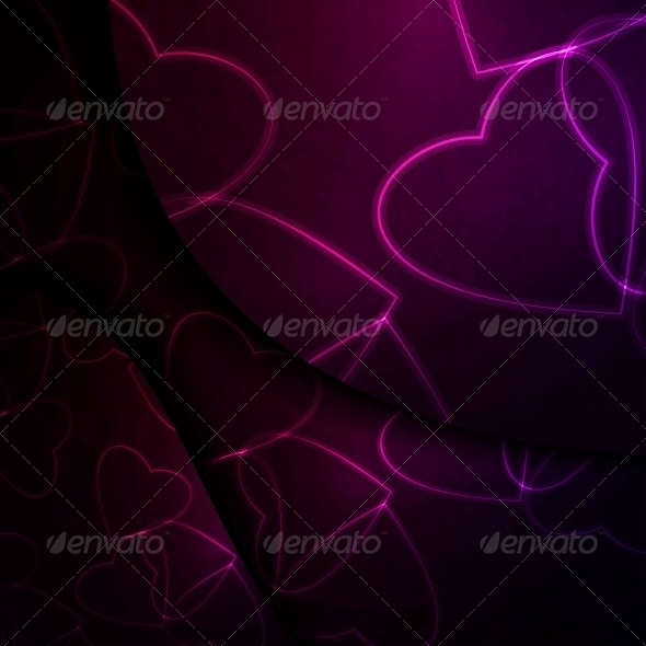 Neon Hearts Futuristic Illustration Neon Hearts Futuristic Illustration
