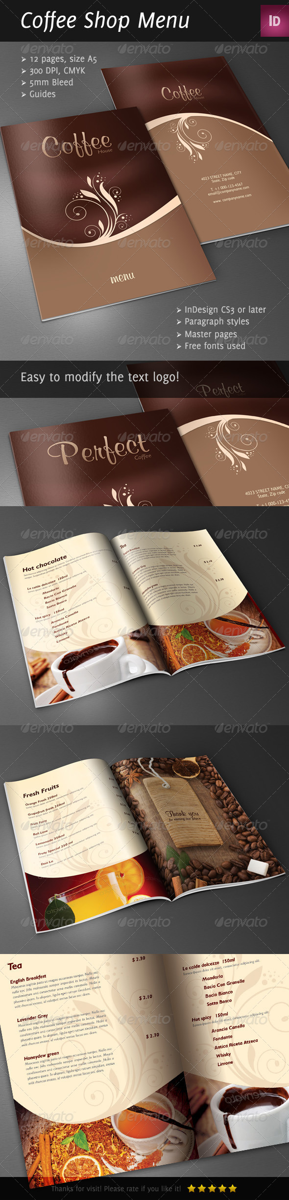 Coffee Shop/Restaurant Menu Brochure