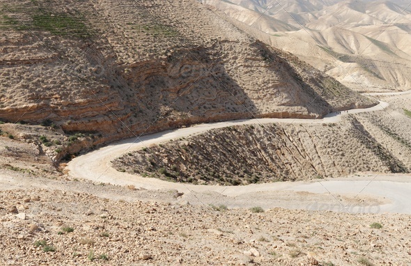 Winding road in the rocky desert