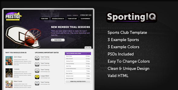 Sporting IQ - HTML Sports Template