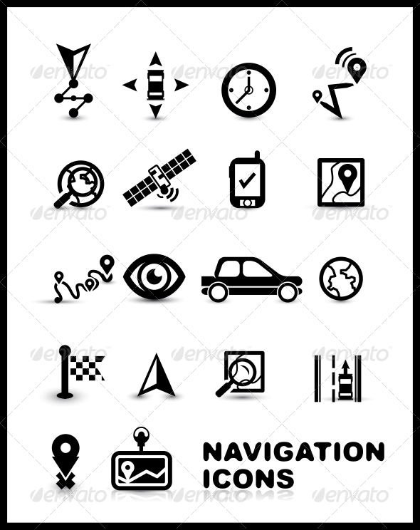 Black navigation icon set Black navigation icon set