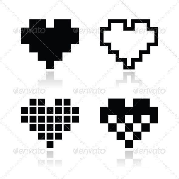 Download Pixel Heart Vector Icons Set | GraphicRiver