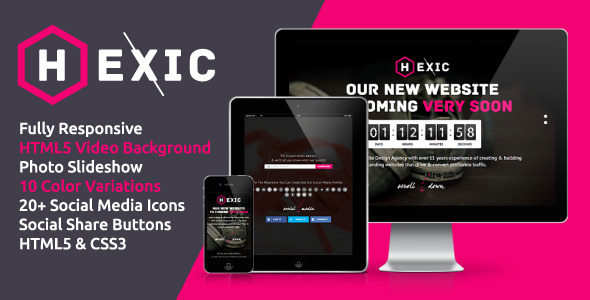 Hexic - Fully Responsive HTML5 Coming Soon Page