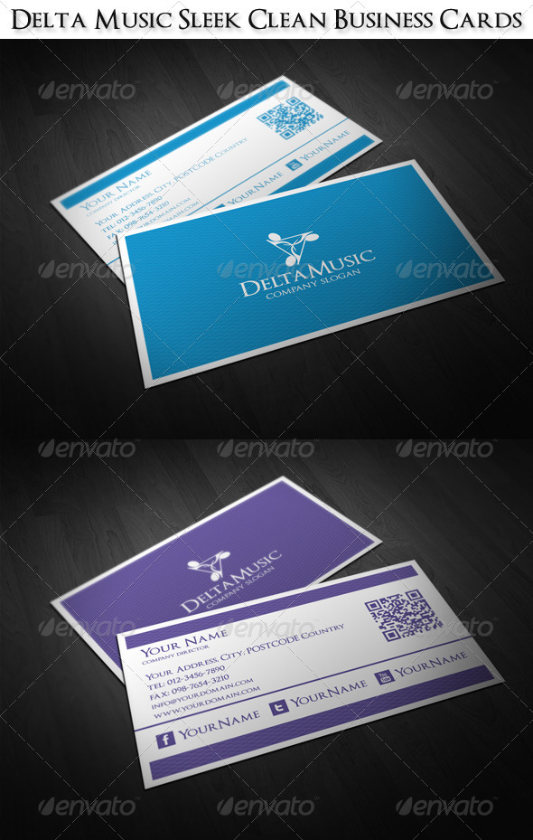 Delta Music Sleek Clean Business Cards - Corporate Business Cards