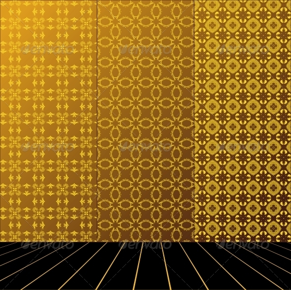 Golden Room with set seamless and wooden floor Golden Room with set seamless and wooden floor