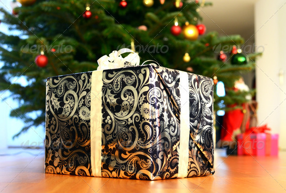 Gift box under the Christmas tree