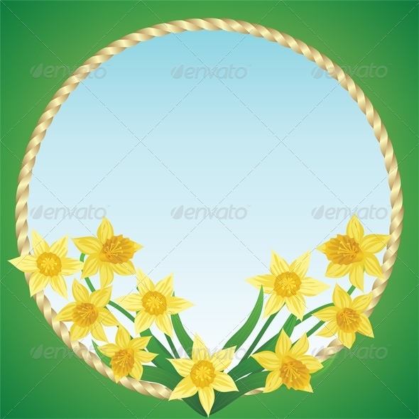 Spring Background with Daffodils and Grass Spring Background with Daffodils and Grass