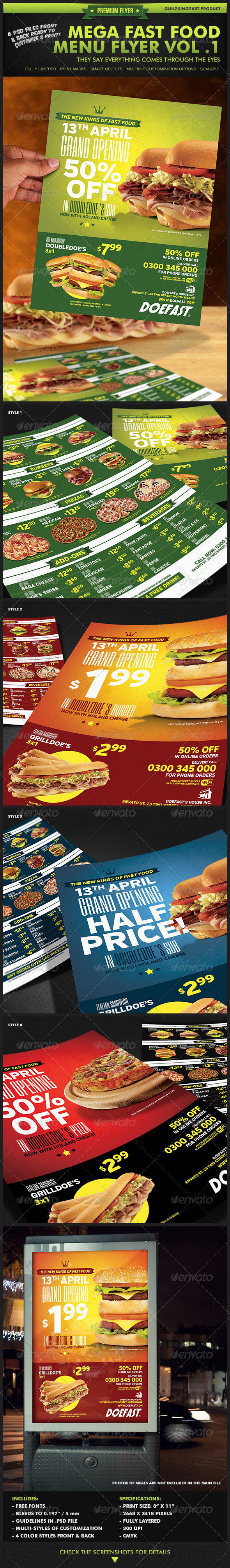 Mega Fast Food Menu Flyer Vol. 1