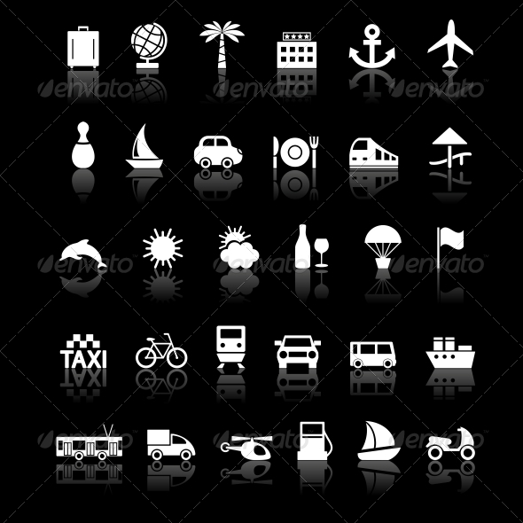 Travel and transport buttons set Travel and transport buttons set