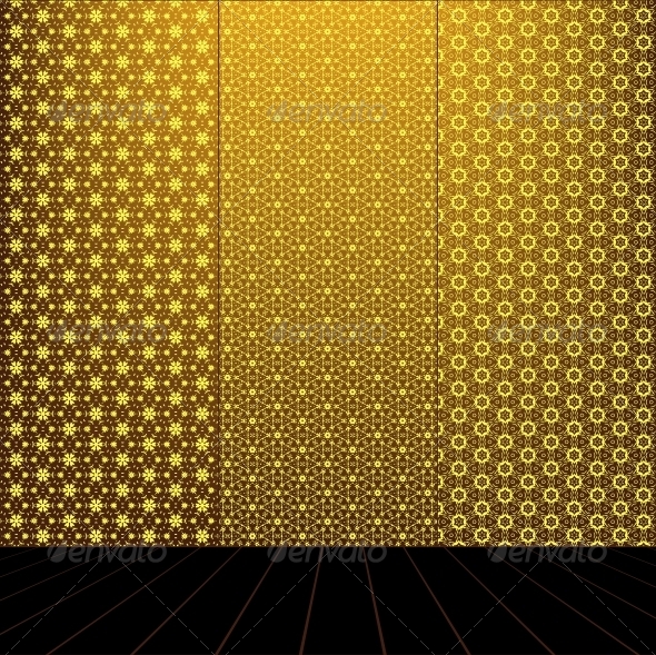 Golden Room with set seamless and wooden floor Golden Room with set seamless and wooden floor