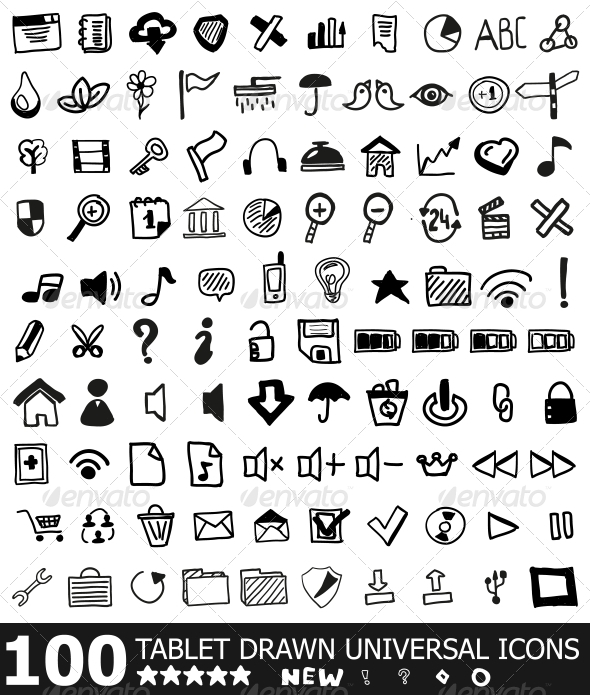 Hand-drawn web icon set Hand-drawn web icon set