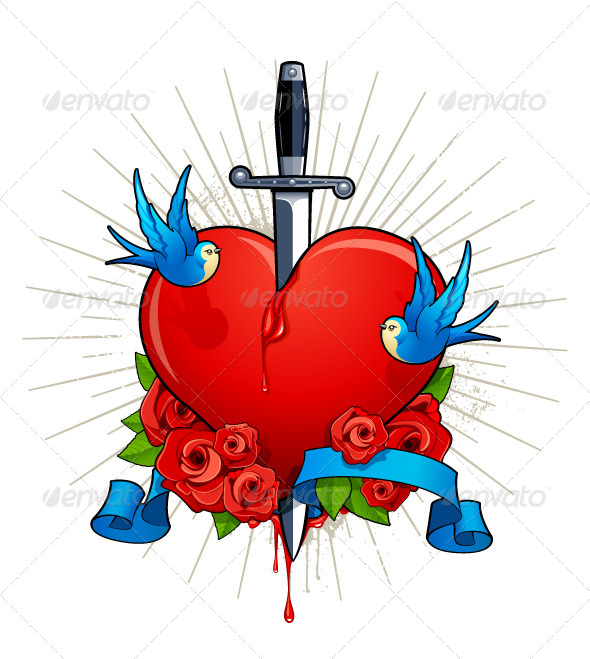 Vector Illustration of Heart with Birds Vector Illustration of Heart with Birds