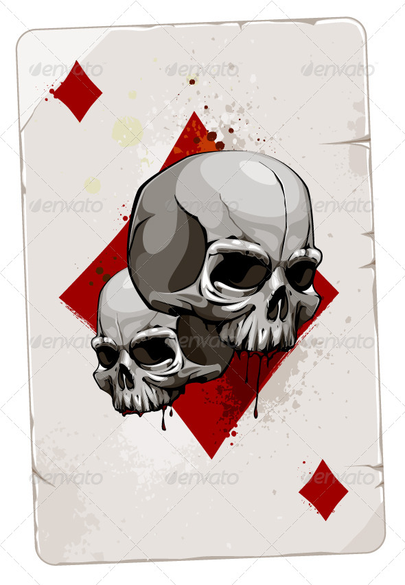 Poker Card with Skulls