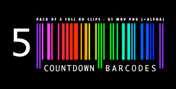 Countdown Barcodes Rainbow Pack of 5 Countdown Barcodes Rainbow Pack of 5