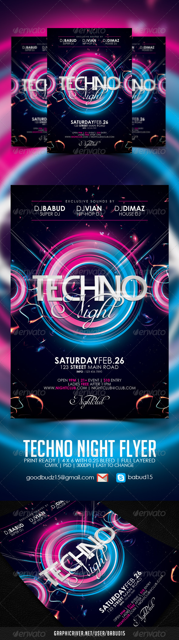 Techno Night Flyer Template