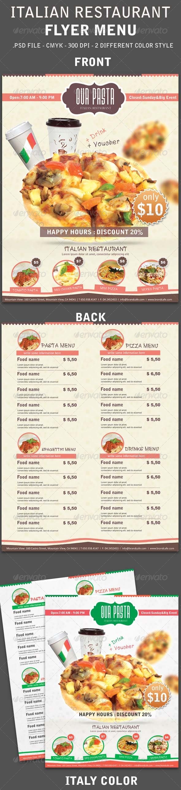 Italy Restaurant Menu Flyer