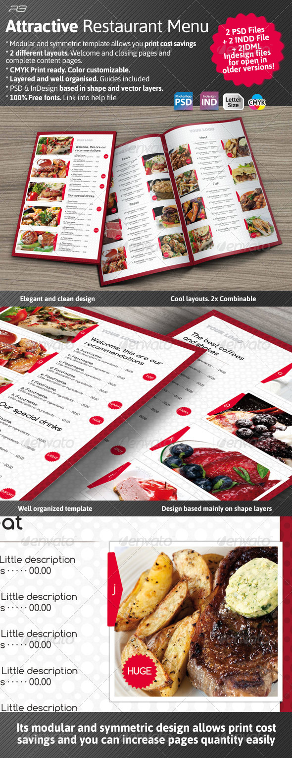 Attractive Menu Template - Food Menus Print Templates