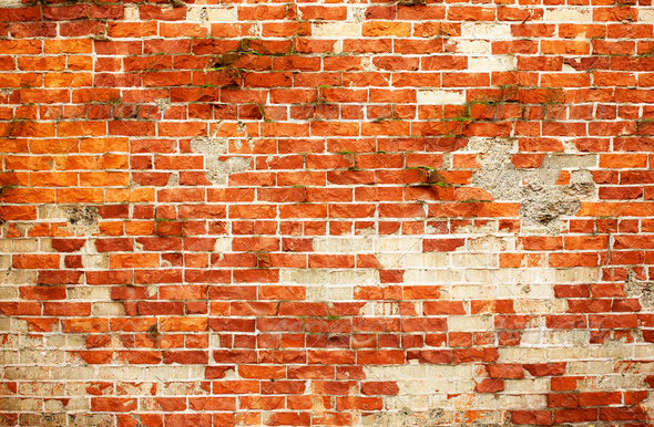 Weathered used brick wall horizontal