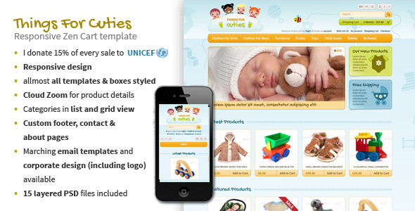 ThingsforCuties Responsive Zen Cart Baby Template - Zen Cart eCommerce