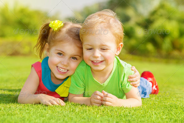 Happy children in park - Stock Photo - Images