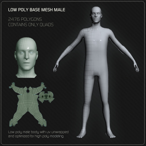 Low Poly Base Mesh Male Low Poly Base Mesh Male