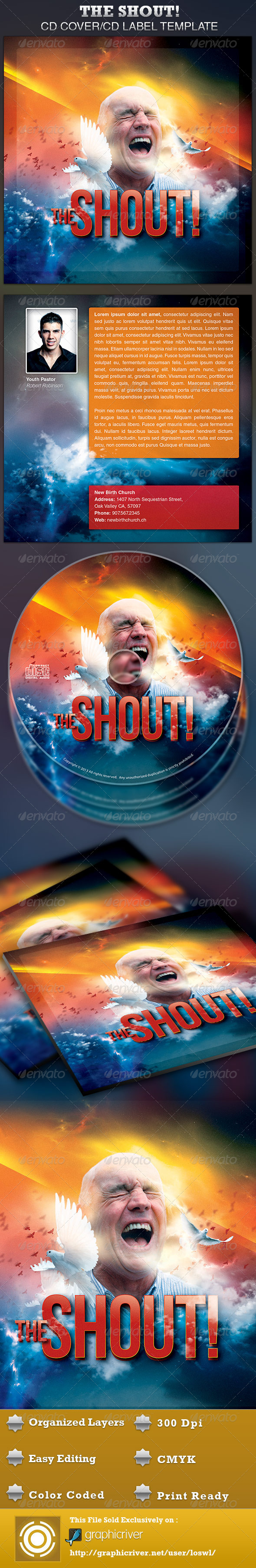 The Shout CD Artwork Template - CD & DVD artwork Print Templates