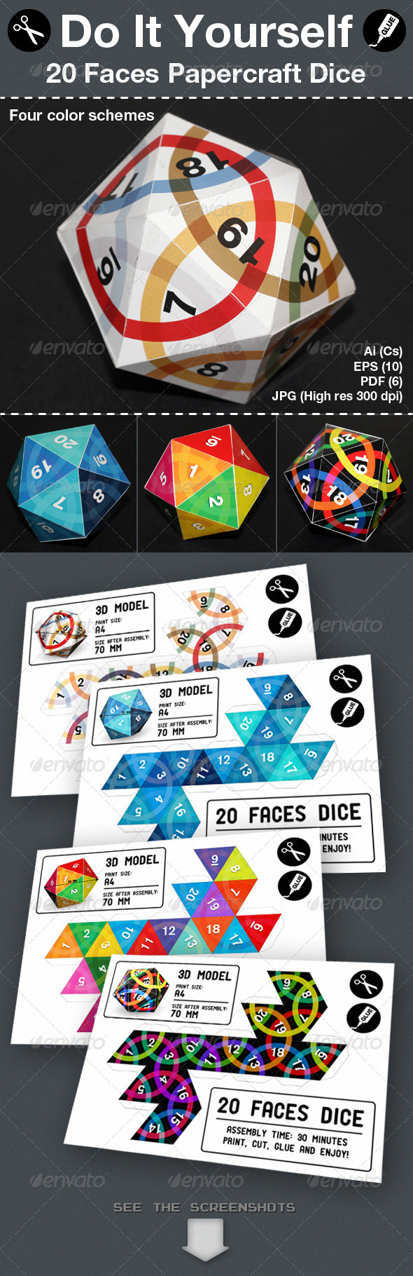 Twenty Faces Papercraft Dice Twenty Faces Papercraft Dice