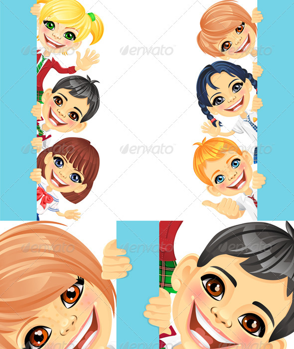 Vector Happy Smile Kids and Banner 3 Vector Happy Smile Kids and Banner 3