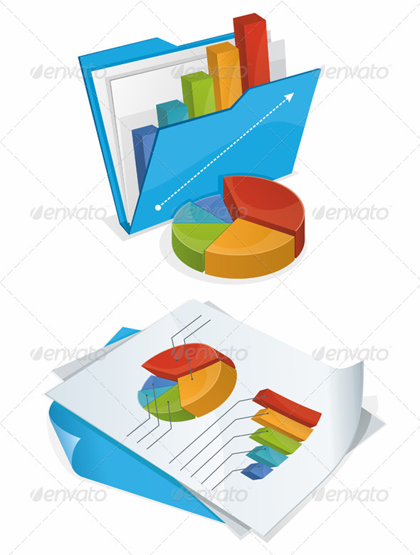 Folder and Papers with Charts Folder and Papers with Charts