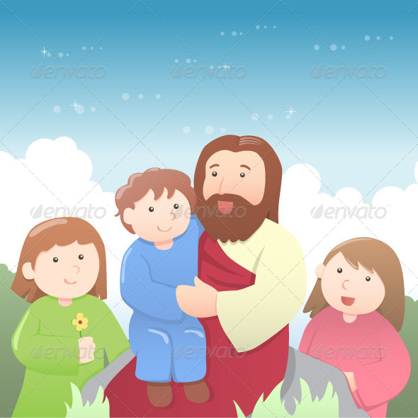 Jesus with Kids Cartoon Jesus with Kids Cartoon