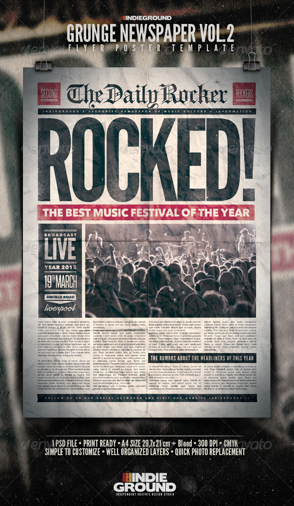 Grunge Newspaper Flyer/Poster Vol. 2 - Flyers Print Templates