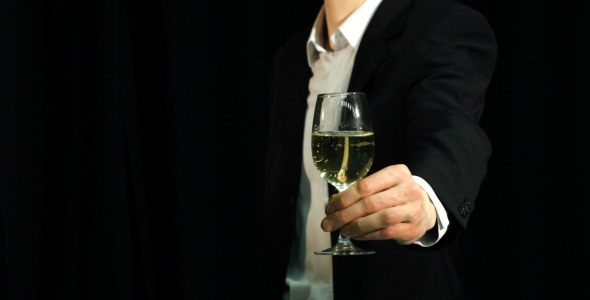 Gentleman Extending Hand With Champagne Glass Gentleman Extending Hand With Champagne Glass