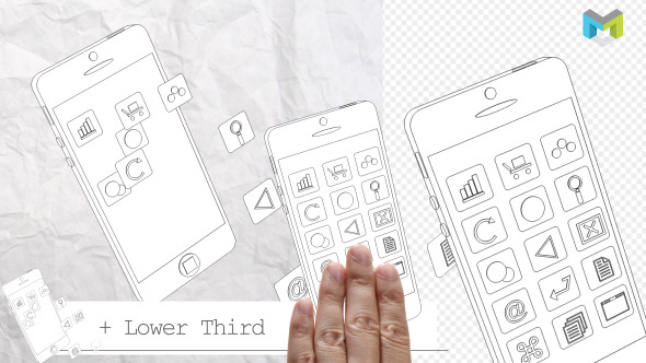 Phone And Icons Elements Whiteboard Style Phone And Icons Elements Whiteboard Style