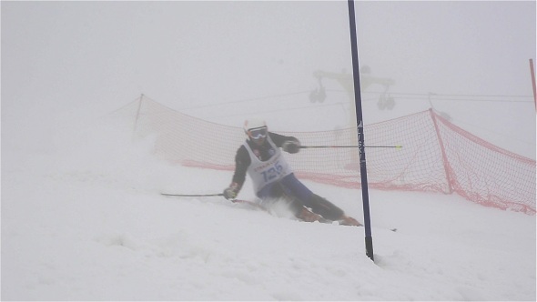 Skiers Riding On Slope 3 Skiers Riding On Slope 3