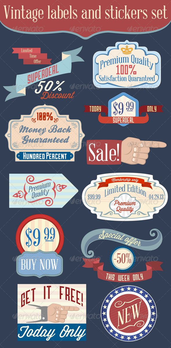 Vintage Labels and Stickers Set Vintage Labels and Stickers Set