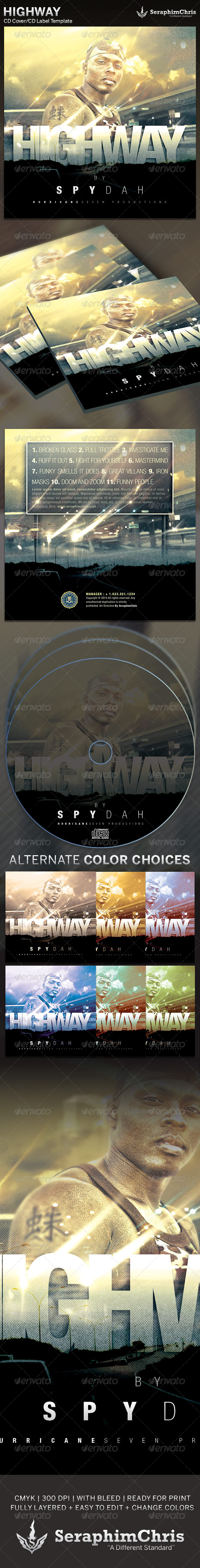 Highway: CD Cover Artwork Template - CD & DVD artwork Print Templates