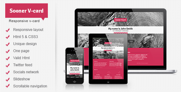 Sooner V-card Responsive One Page V-card Template