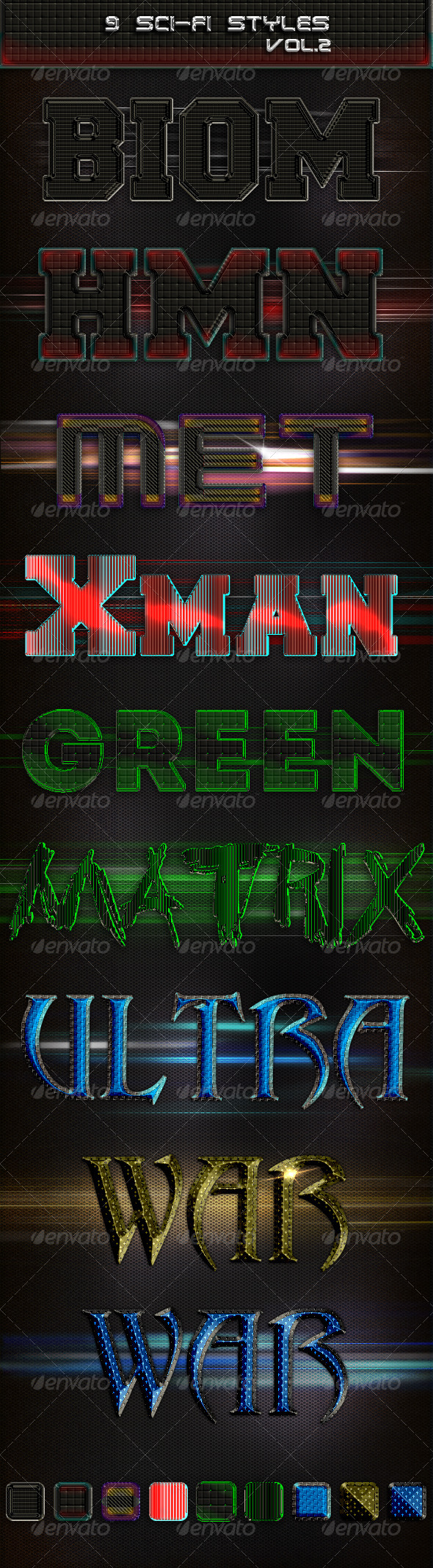 9 Sci-Fi Styles vol. 2 - Text Effects Styles