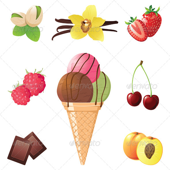 Ice Cream Cone and Flavor Icons