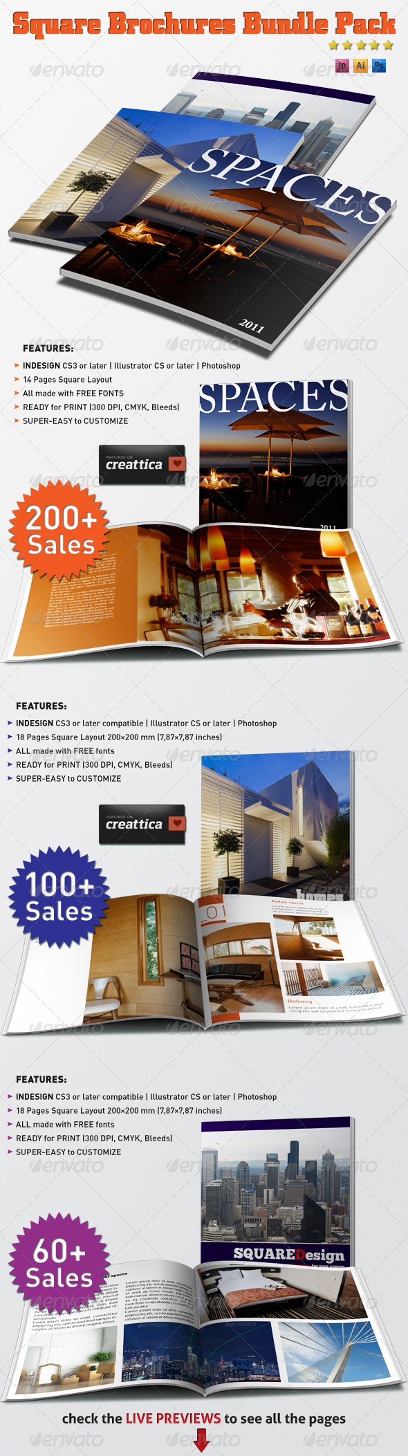 Square Brochures Bundle Pack - Brochures Print Templates