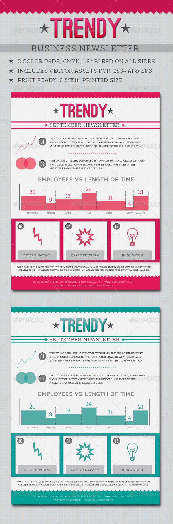 Trendy Business Newsletter - Newsletters Print Templates