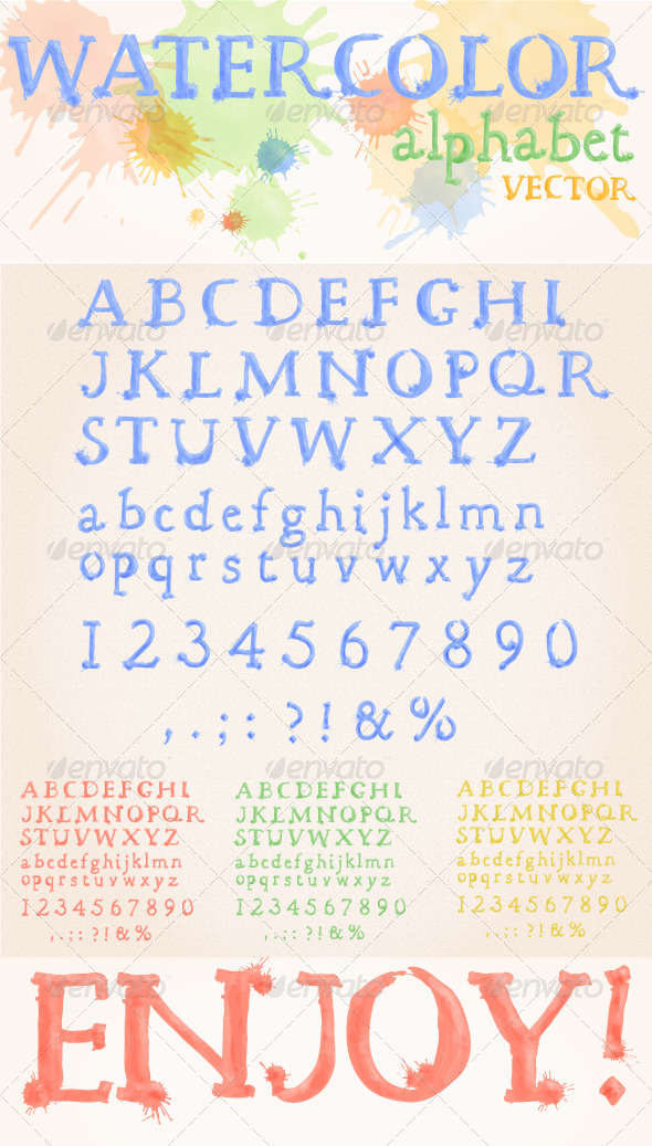 Watercolor Alphabet Watercolor Alphabet