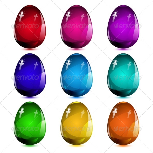 Set of Easter Glass Eggs Set of Easter Glass Eggs