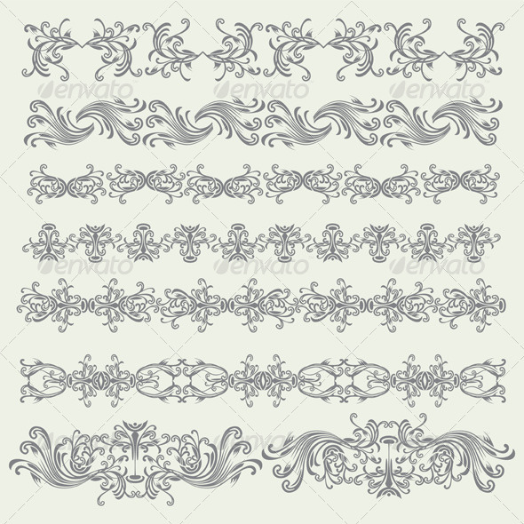 Vintage Decorative Floral Elements Set Vintage Decorative Floral Elements Set