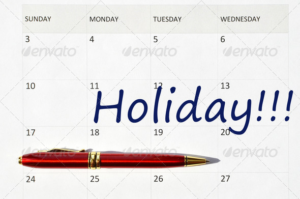 Holiday note in the agenda