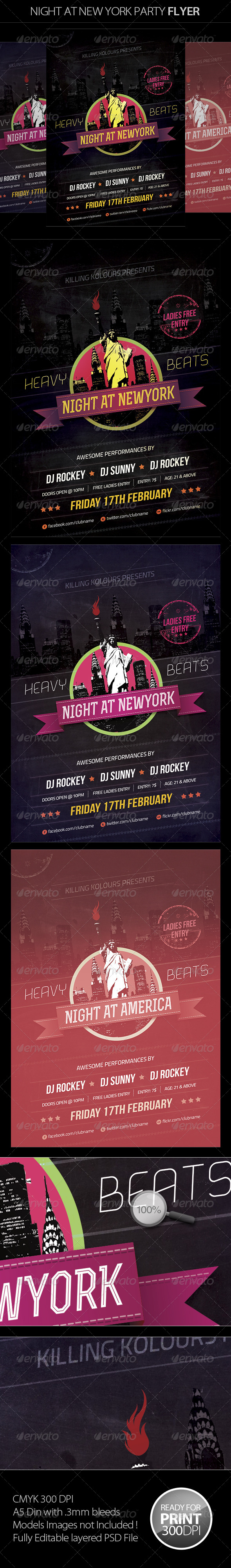 Night at New York Retro Flyer Night at New York Retro Flyer